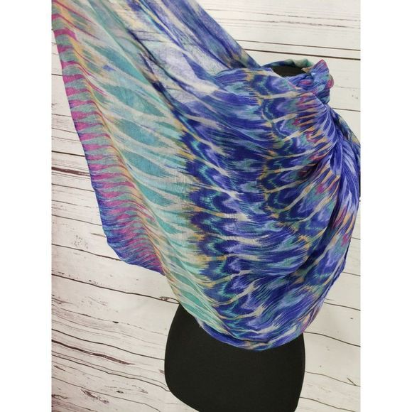 LA Double 7 Aztec Purple Multicolored Infinity Scarf Wrap Boho Chevron - Picture 6 of 7